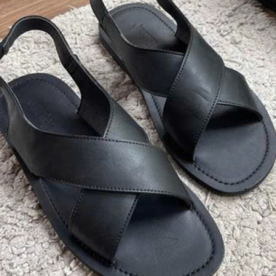 Sandal quai chéo da bò nam nữ Journey màu đen nâu size 35 46