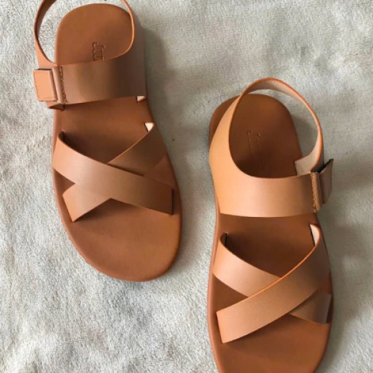 Sandals quai chéo siêu êm nữ da thật